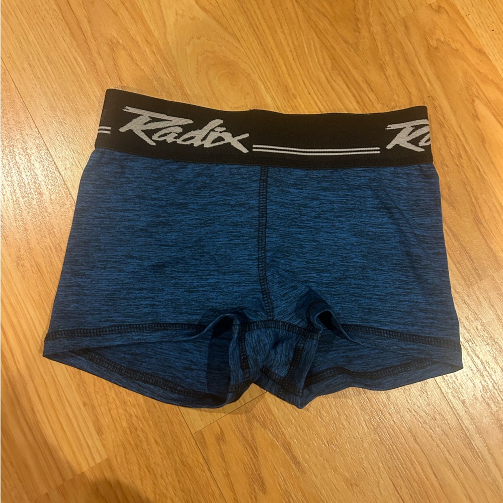 radix dance convention black and blue spandex size youth large